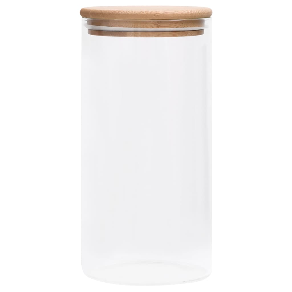 vidaXL Skladovacie sklenené poháre s bambusovými viečkami 4 ks 1200 ml