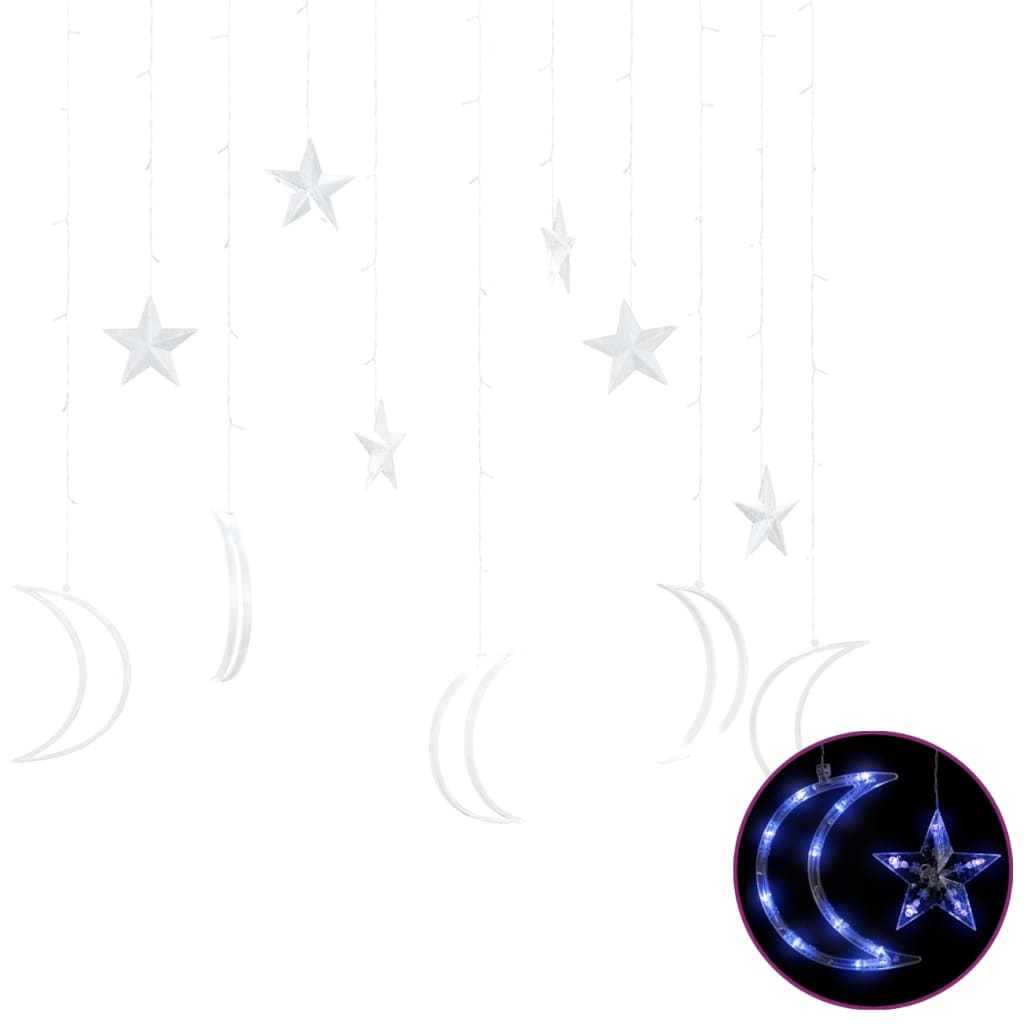 vidaXL Hviezdy a mesiac svetlá diaľkové ovládanie 138 LED modré