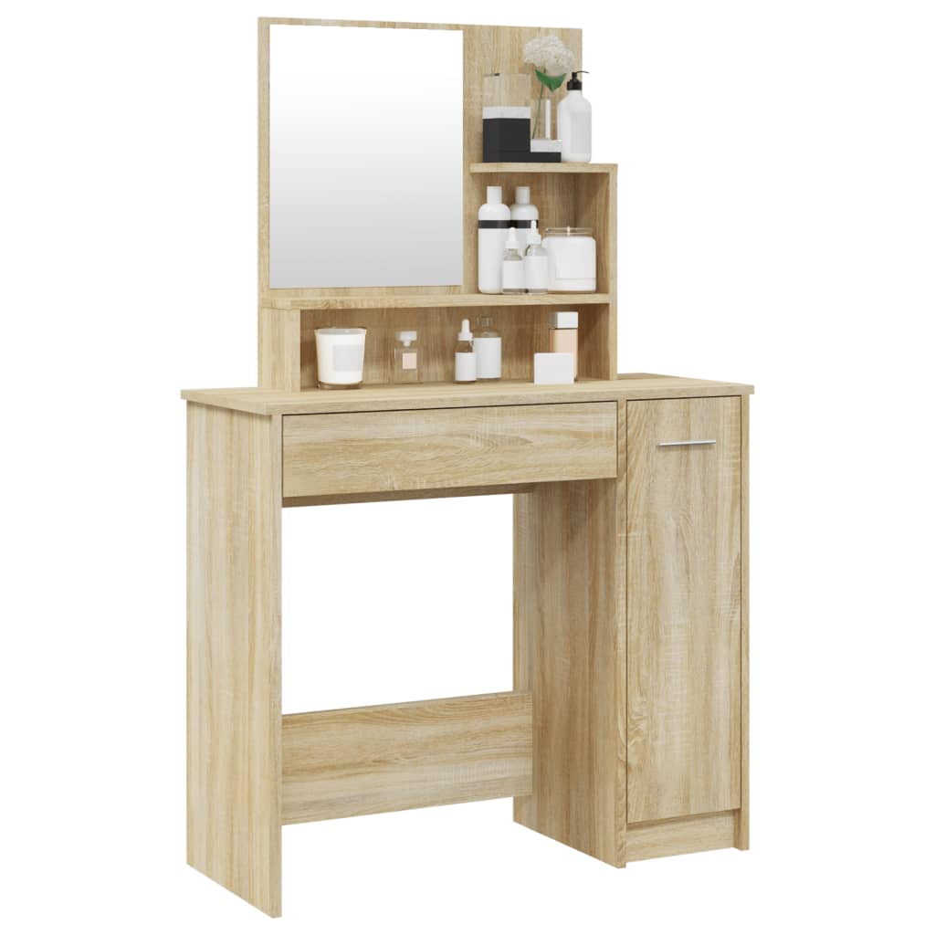 vidaXL Toaletný stolík so zrkadlom dub sonoma 86,5x35x136 cm