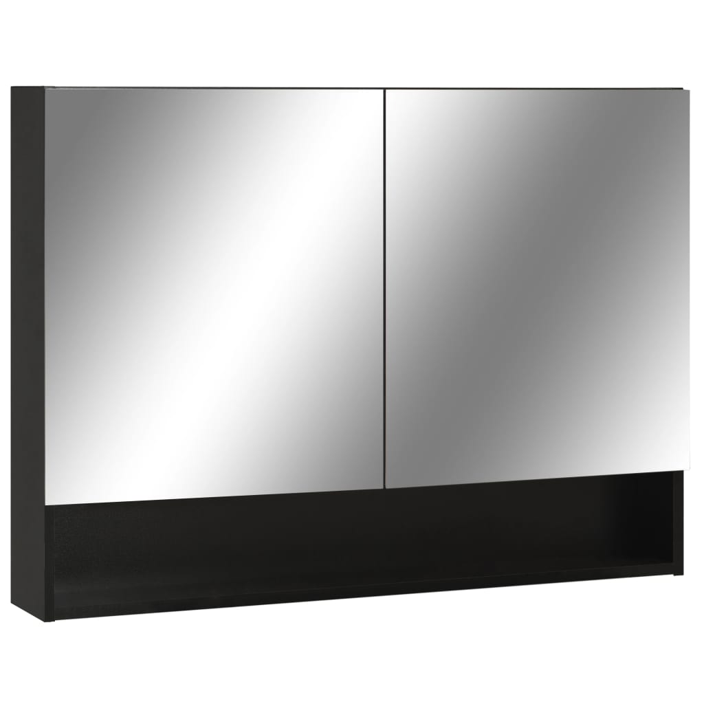 vidaXL LED kúpeľňová zrkadlová skrinka čierna 80x15x60 cm MDF