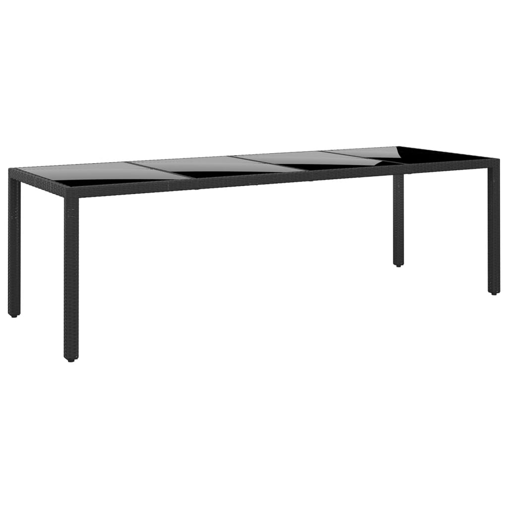 vidaXL Záhradný stôl 250x100x75 cm tvrdené sklo a polyratan čierny