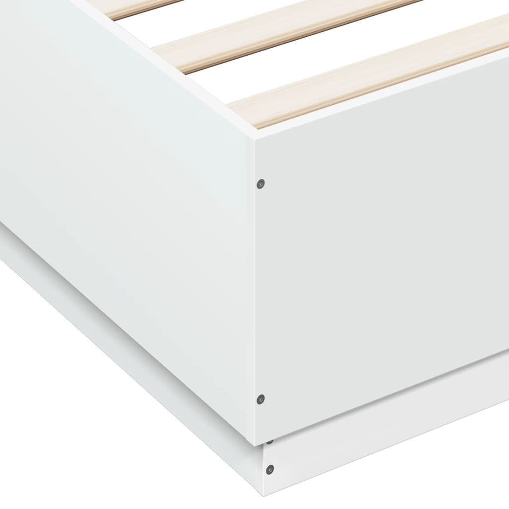 vidaXL Posteľný rám s LED svetlami biely 150x200 cm kompozitné drevo