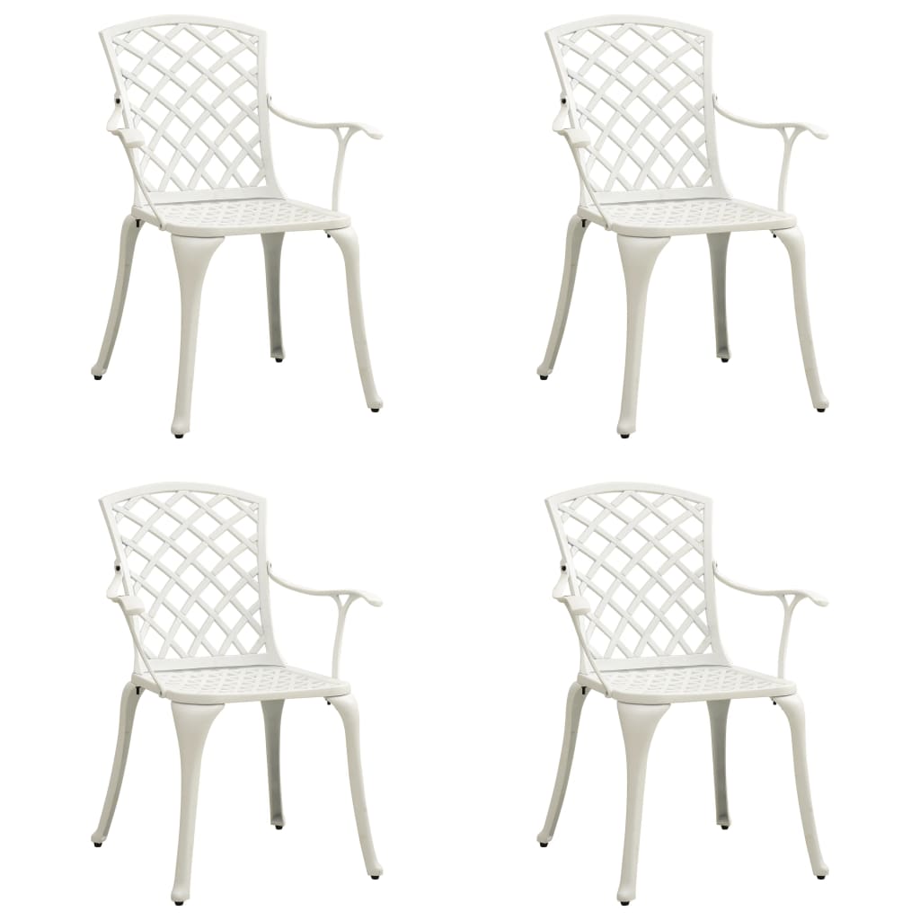 vidaXL Záhradné stoličky 4 ks odlievaný hliník biele