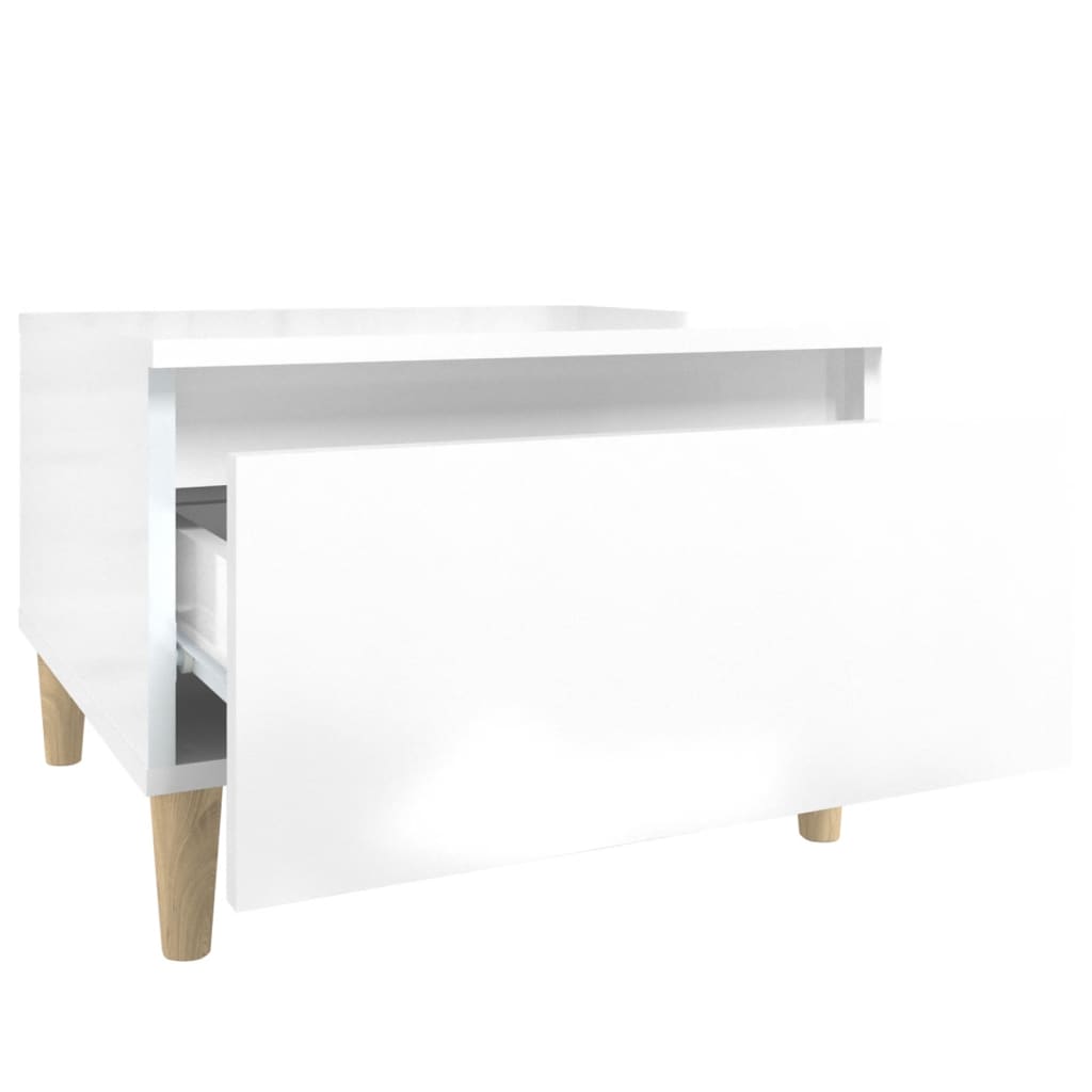 vidaXL Bočný stolík vysoký lesk biely 50x46x35 cm spracované drevo