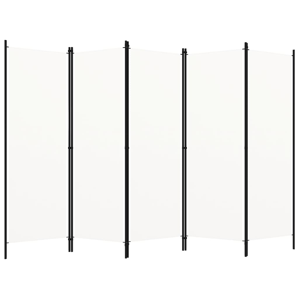 vidaXL 5-panelový paraván biely 250x180 cm