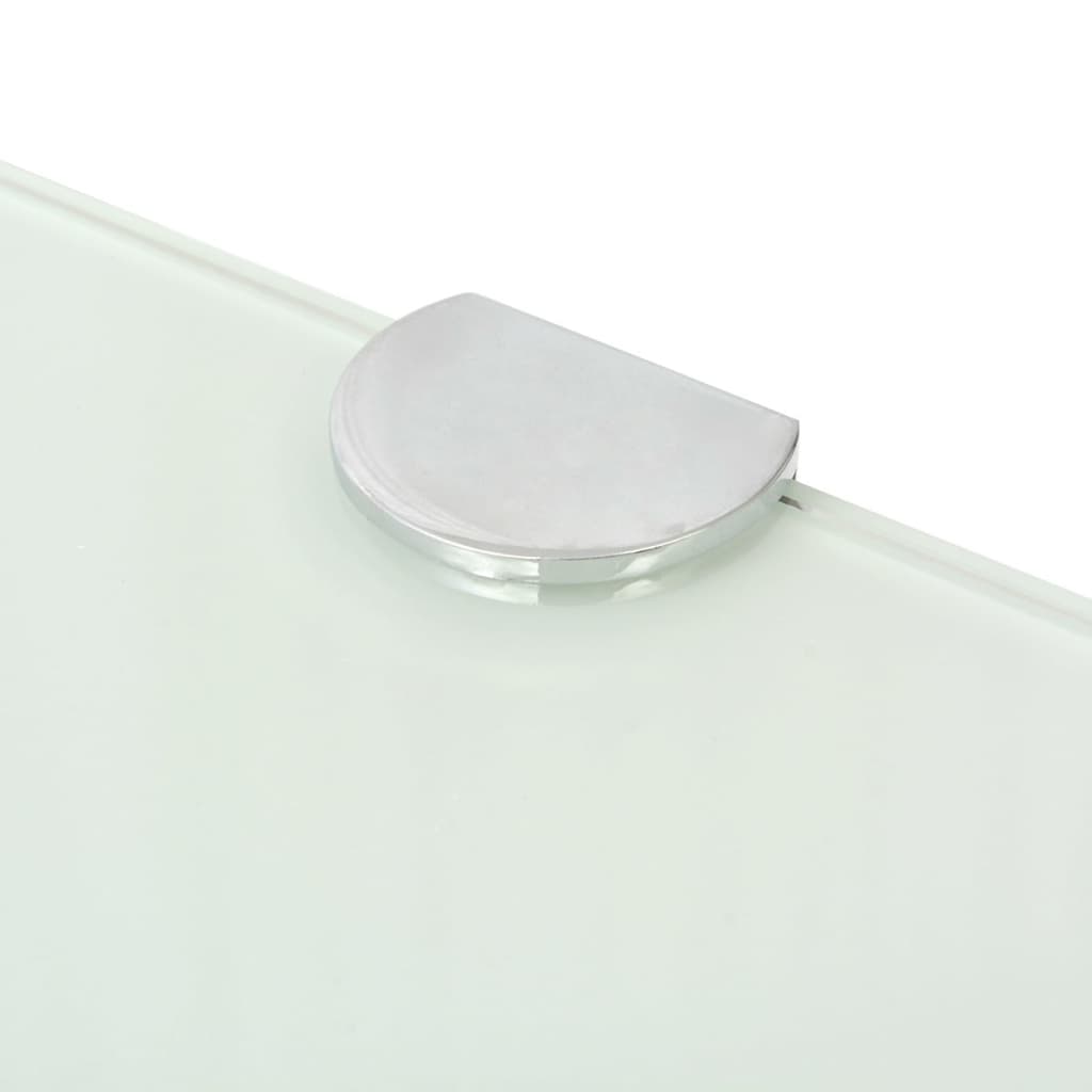 vidaXL Rohová polička s chrómovanou podperou, sklenená, biela, 35x35 cm