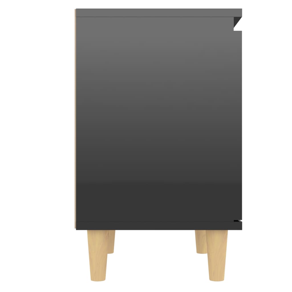vidaXL Nočný stolík nohy z masívneho dreva lesklý čierny 40x30x50 cm