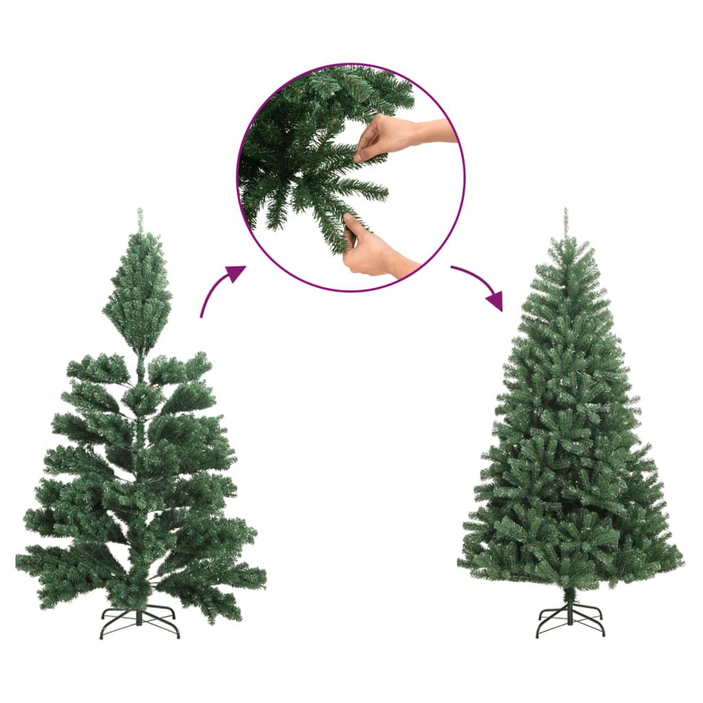 vidaXL Úzky umelý vianočný polovičný stromček a podstavec zelený 240cm