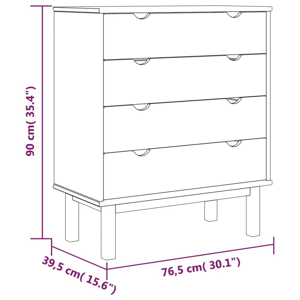 vidaXL Skrinka so zásuvkami OTTA, hnedo sivá 76,5x39,5x90 cm, borovica
