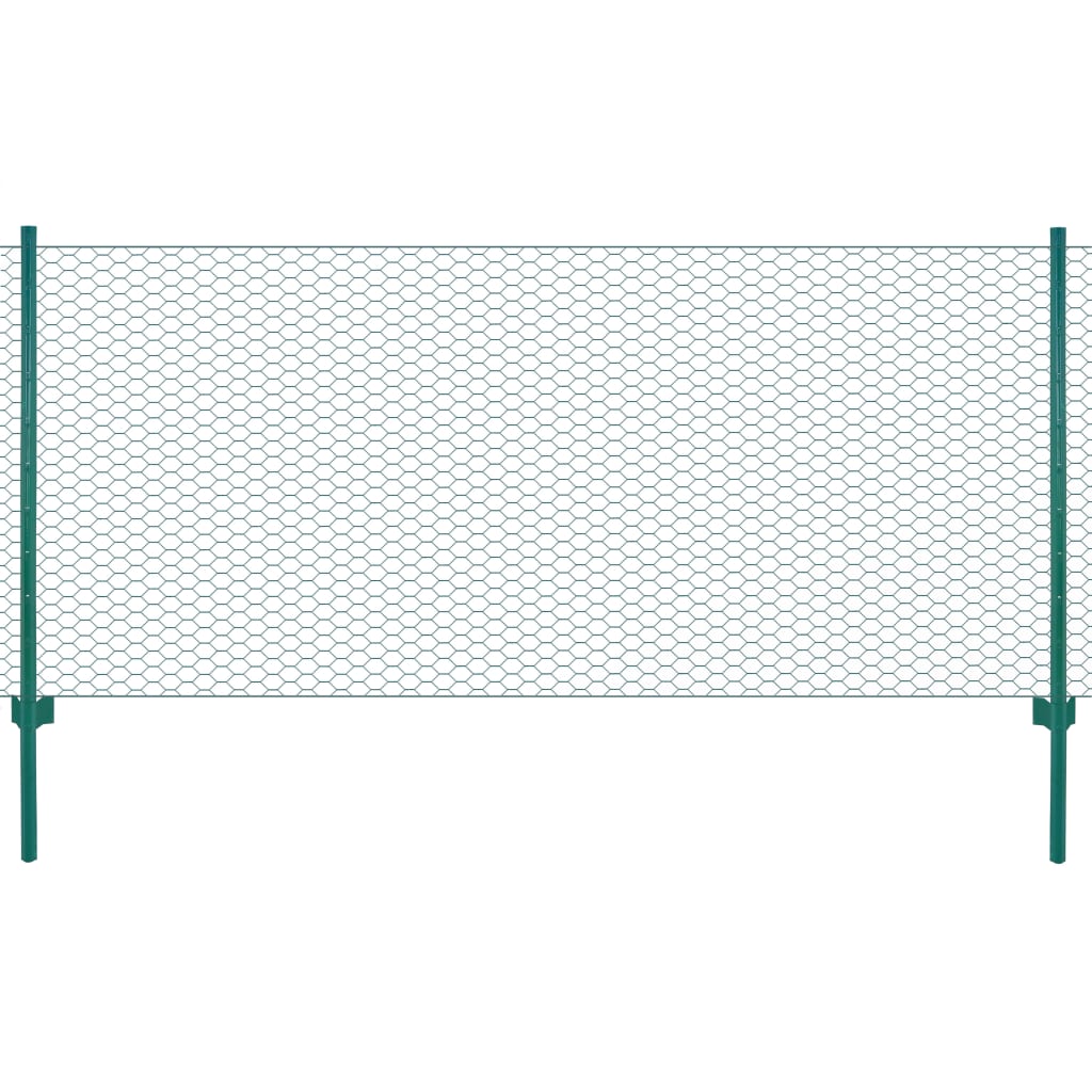 vidaXL Drôtené pletivo so stĺpikmi zelené 25x0,5 m oceľové