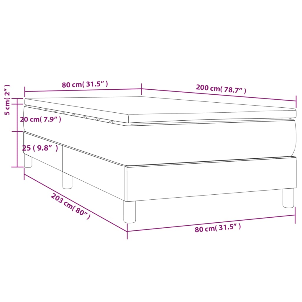 vidaXL Posteľný rám boxsping s matracom hnedý 80x200 cm látka