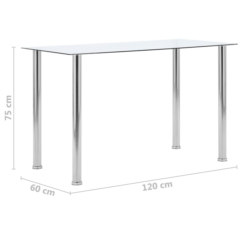 vidaXL Jedálenský stôl, priehľadný 120x60x75 cm, tvrdené sklo