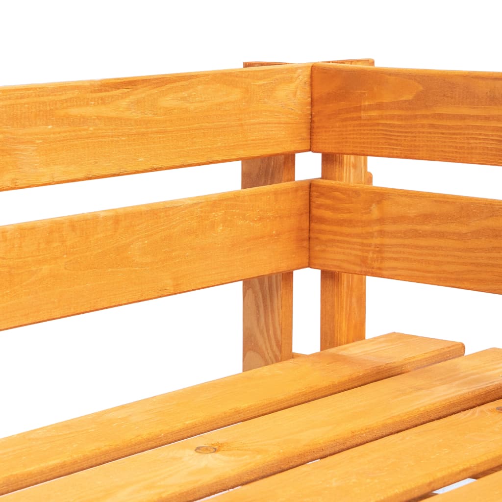 vidaXL Rohová záhradná lavička z paliet, drevo, medovo hnedá