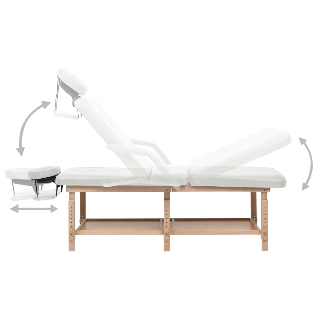 vidaXL 3-zónový masážny stôl biely umelá koža