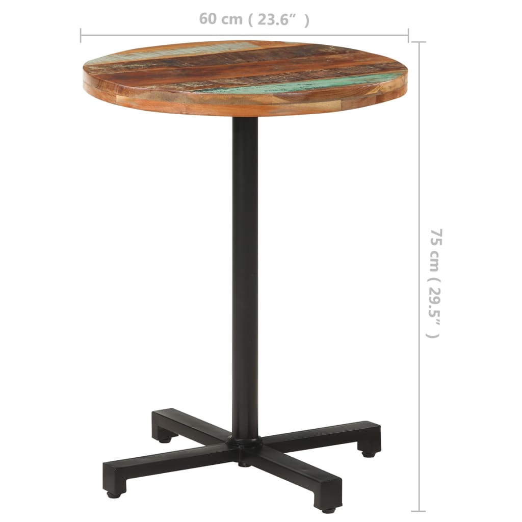 vidaXL Bistro stôl okrúhly Ø60x75 cm recyklovaný masív