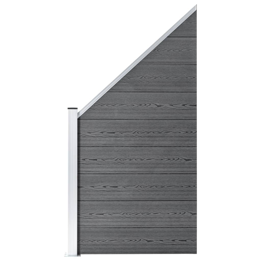 vidaXL WPC plot, 4 štvorcové + 1 zošikmený diel 792x186 cm, sivý