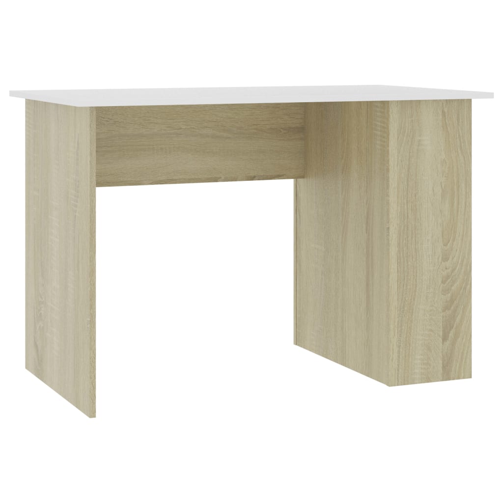 vidaXL Stôl biely a dub sonoma 110x60x73 cm drevotrieska
