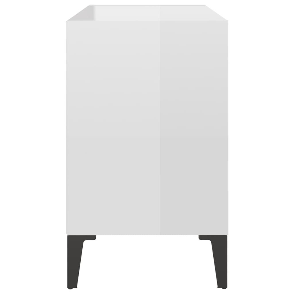 vidaXL TV stolík nohy z kovu lesklý biely 69,5x30x50 cm