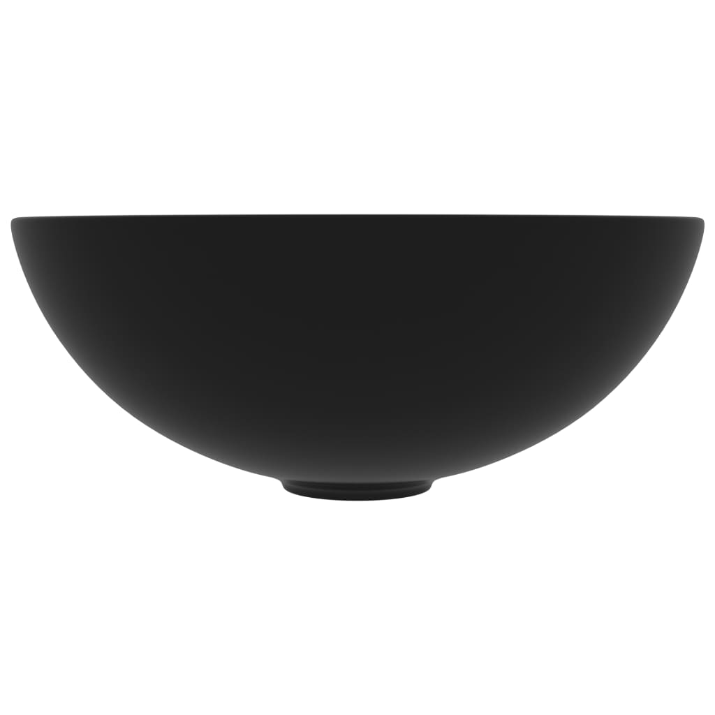 vidaXL Umývadlo do kúpeľne, keramika, matné čierne, okrúhle