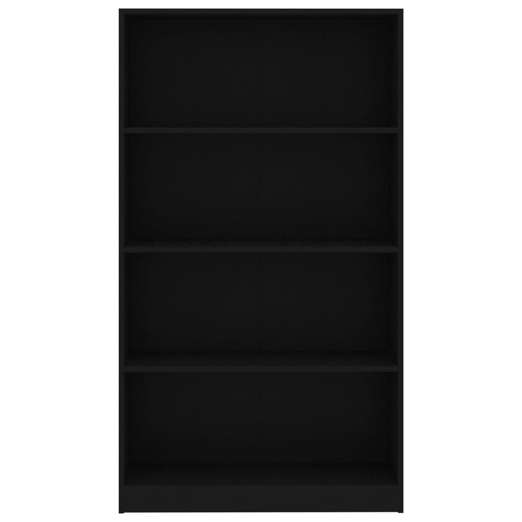 vidaXL Knižnica, 4 police, čierna 80x24x142 cm, kompozitné drevo