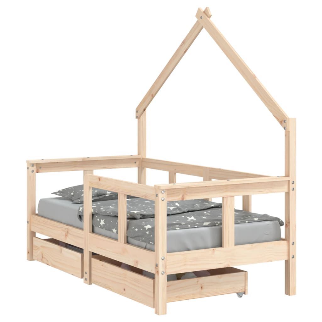 vidaXL Rám detskej postele so zásuvkami 70x140 cm masívna borovica