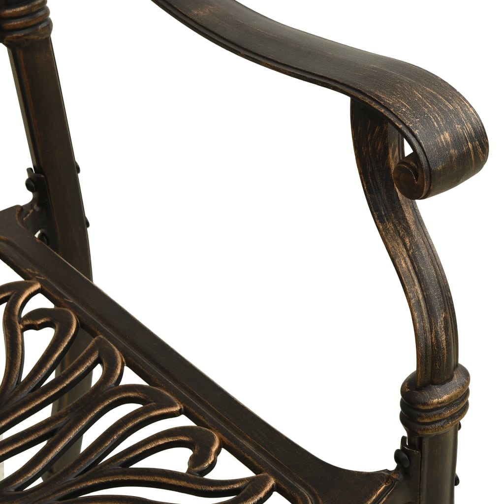 vidaXL Záhradné stoličky 2 ks odlievaný hliník bronzové