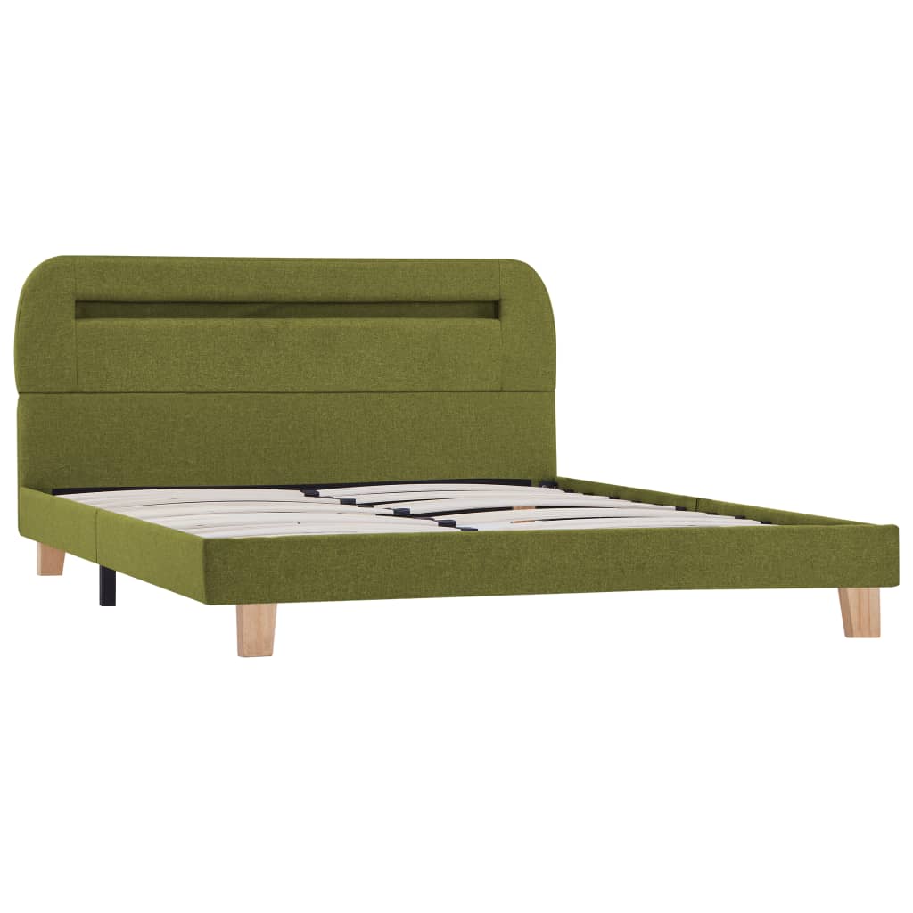 vidaXL Rám postele s LED svetlom zelený látkový 140x200 cm