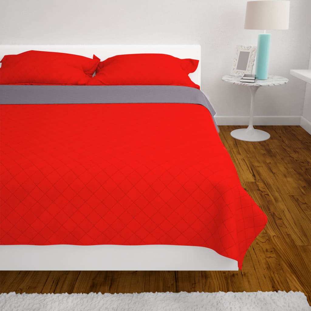 vidaXL Obojstranná posteľná prikrývka, červená a čierna, 170x210 cm
