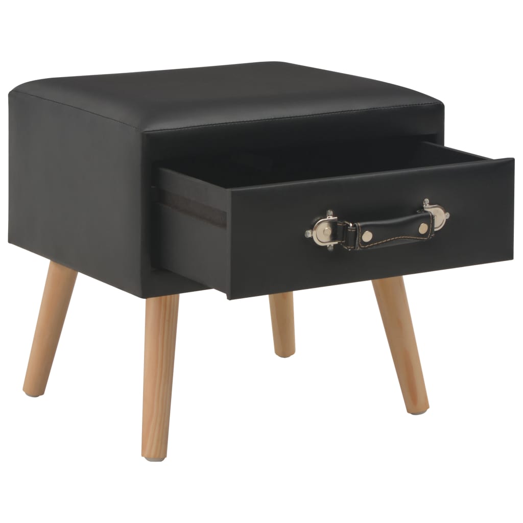 vidaXL Nočný stolík z umelej kože čierny 40x35x40 cm