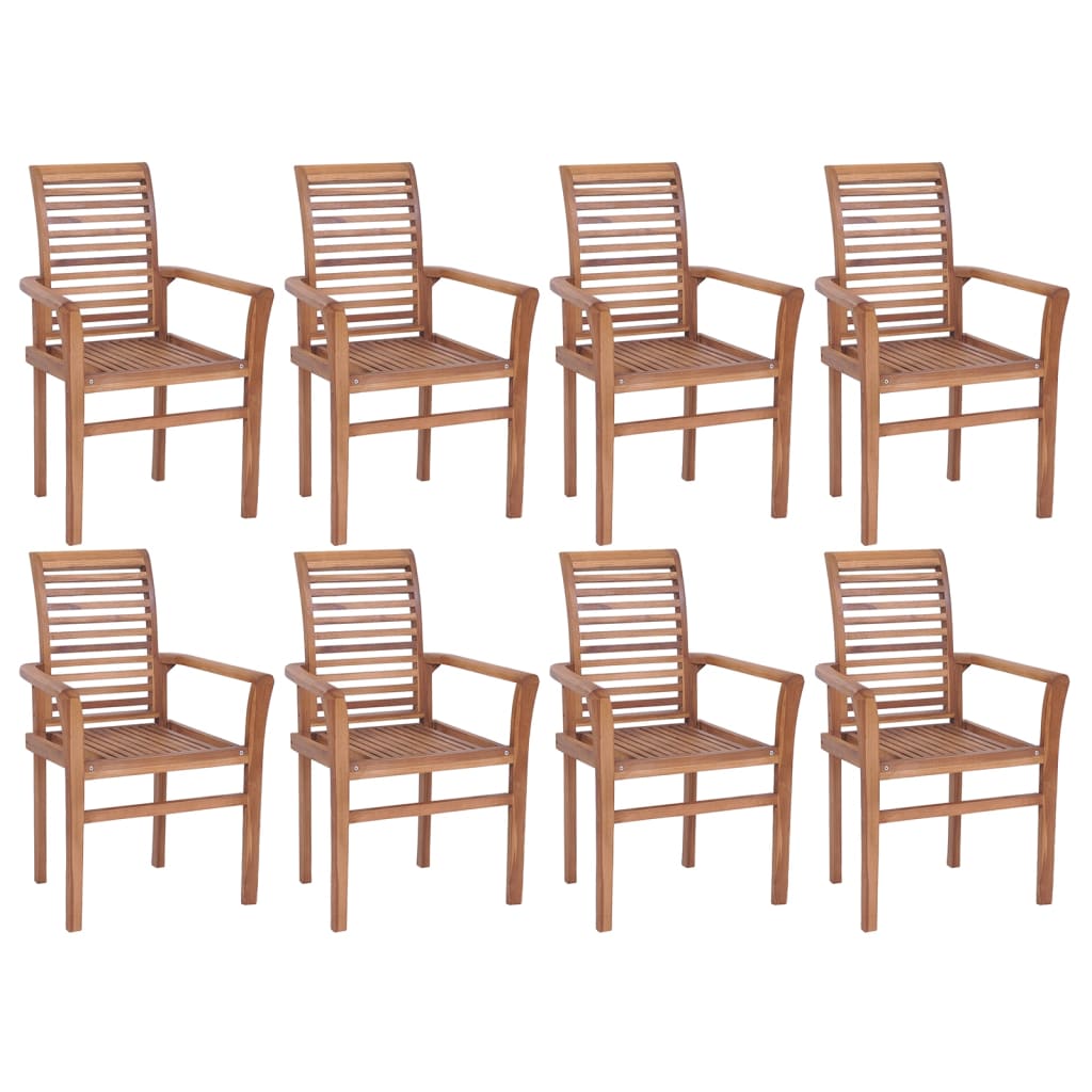 vidaXL Sthovateľné jedálenské stoličky 8 ks tíkový masív