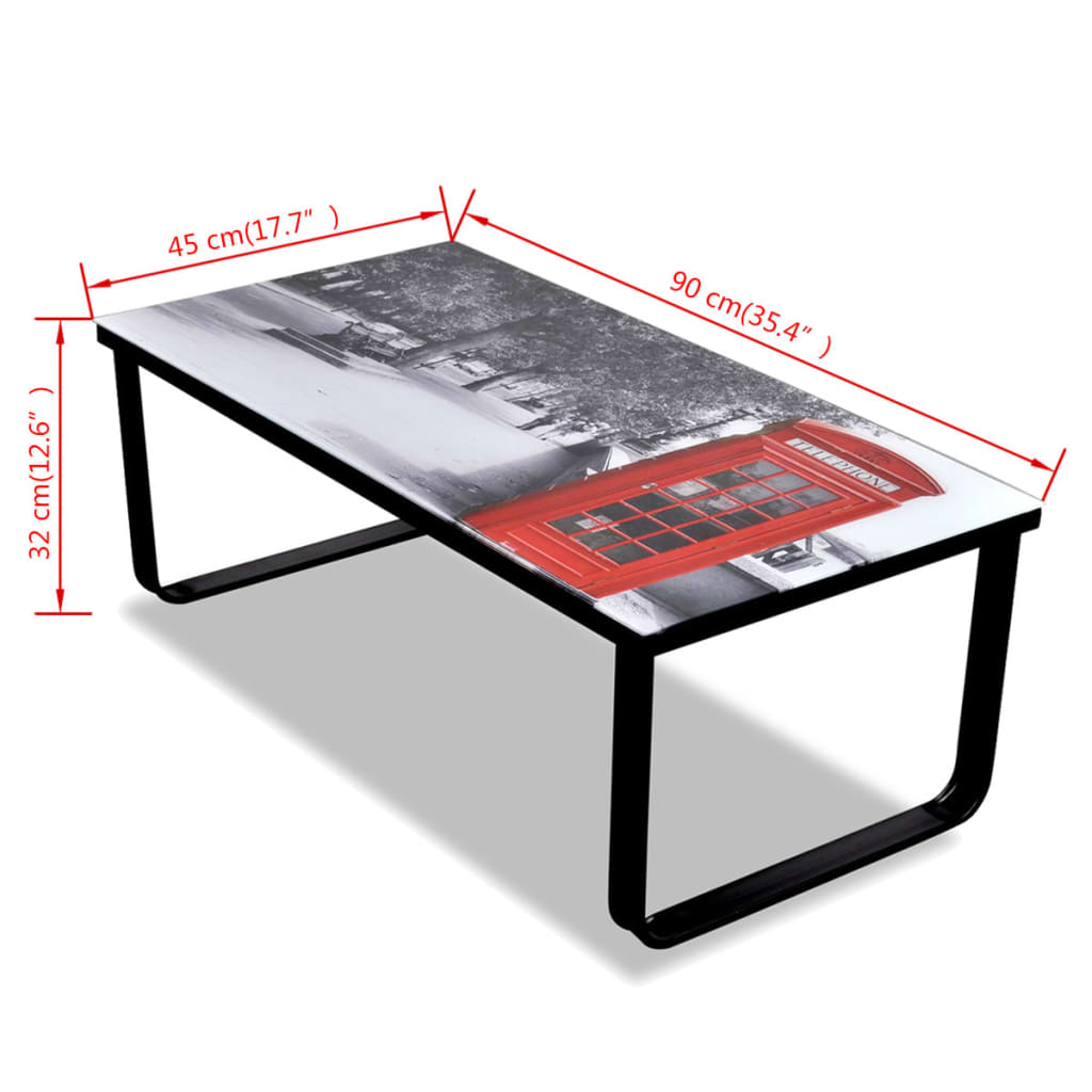 vidaXL Konferenčný stolík, sklenená doska s potlačou telefónnej búdky