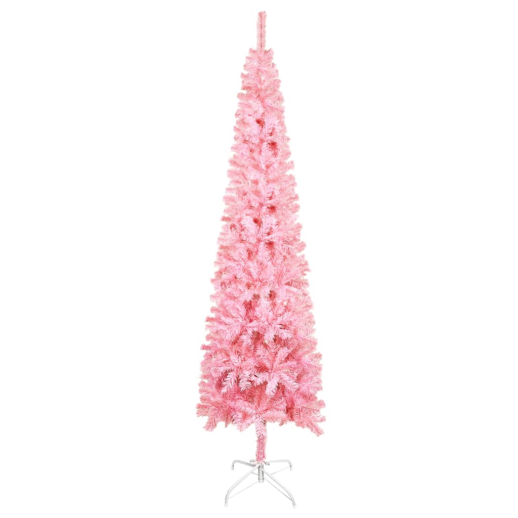 vidaXL Úzky vianočný stromček ružový 210 cm