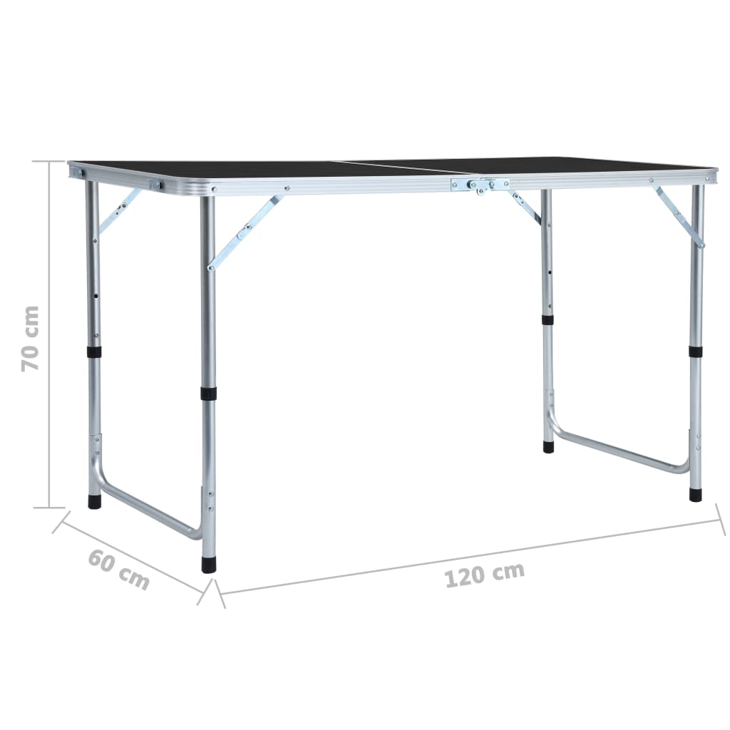 vidaXL Skladací kempingový stôl sivý 120x60 cm hliníkový