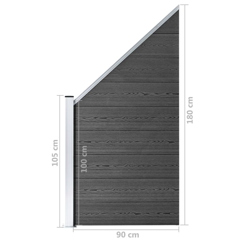 vidaXL Sada plotových panelov WPC 1830x(105-186) cm čierna