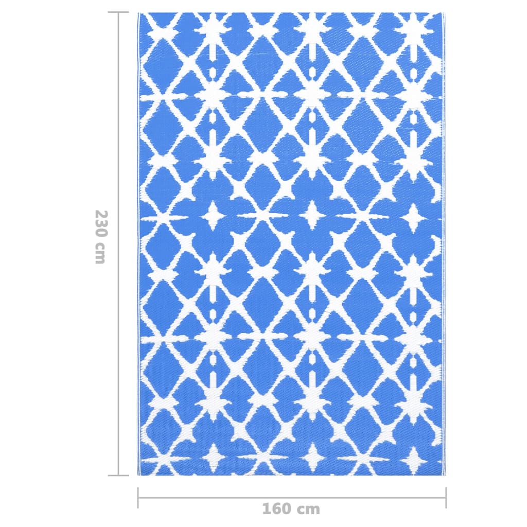 vidaXL Vonkajší koberec modro-biely 160x230 cm PP