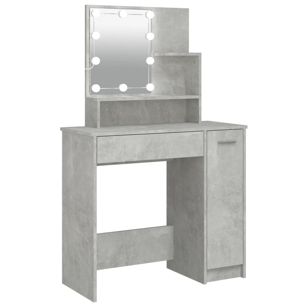 vidaXL Toaletný stolík s LED betónovo sivý 86,5x35x136 cm
