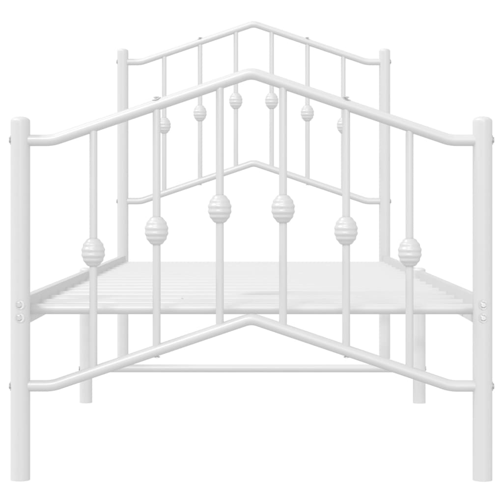 vidaXL Kovový rám postele s predným a zadným čelom biely 75x190 cm