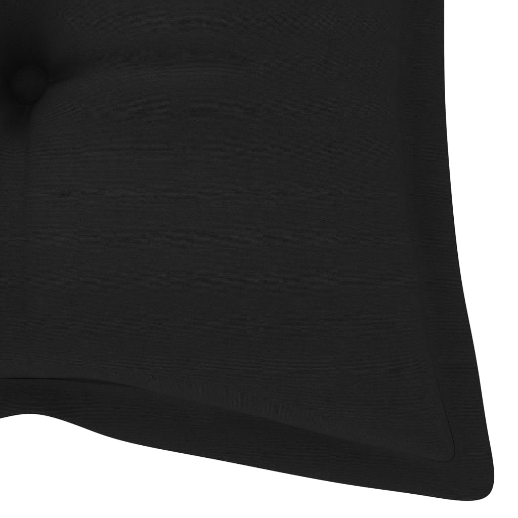 vidaXL Hojdacia lavička s čiernym vankúšom 120 cm tíkový masív