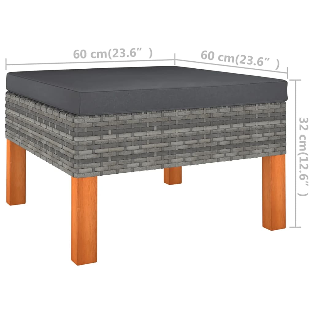 vidaXL 5-dielna záhradná sedacia súprava s podložkami polyratan sivá