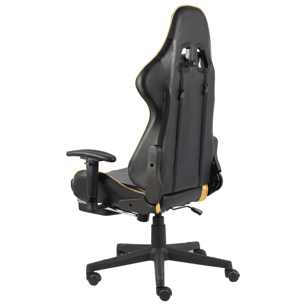 vidaXL Otočná herná stolička s opierkou nôh zlatá PVC