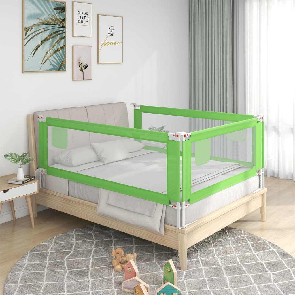 vidaXL Zábrana na detskú posteľ zelená 180x25 cm látka