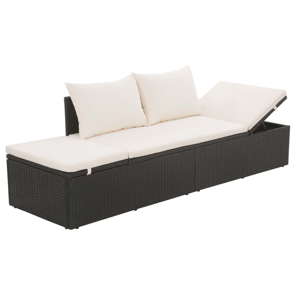 vidaXL Záhradná posteľ čierna 195x60 cm polyratan