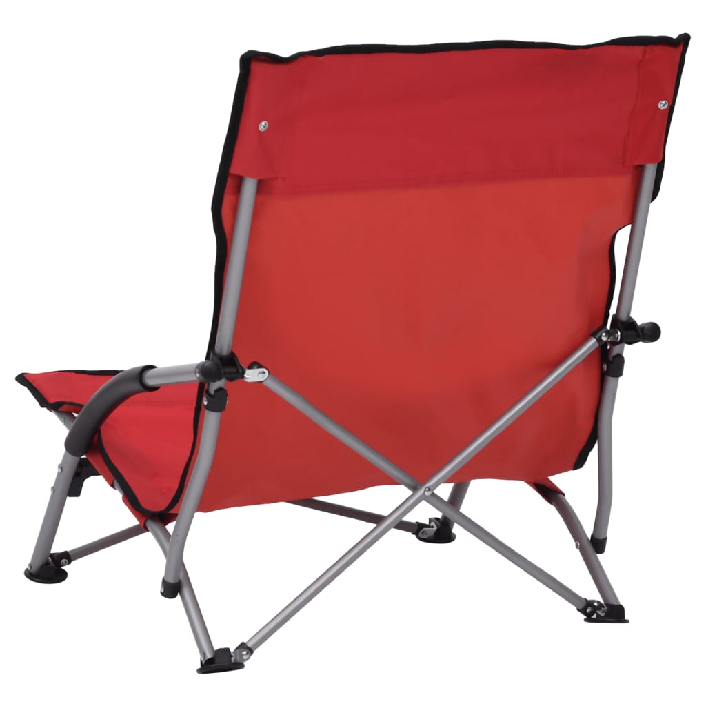 vidaXL Skladacie plážové stoličky 2 ks červené látka