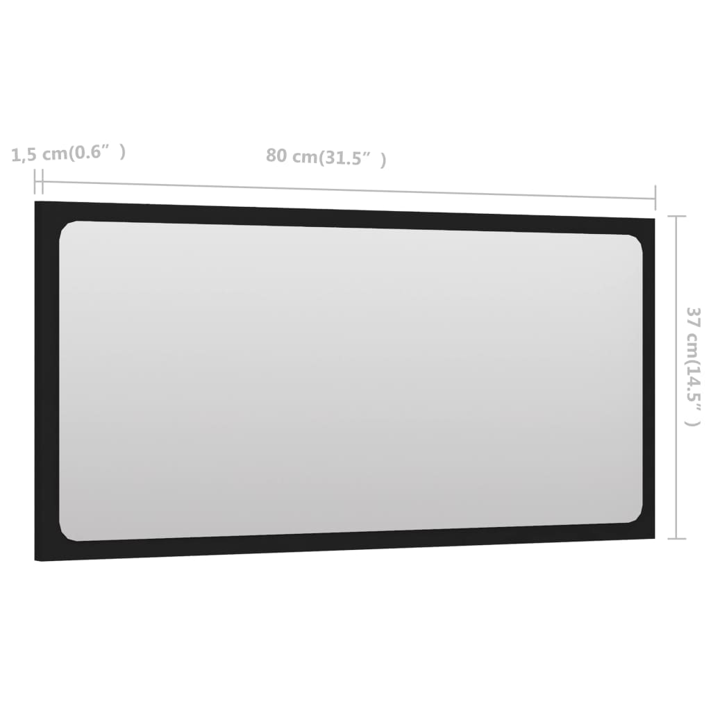vidaXL Kúpeľňové zrkadlo, čierne 80x1,5x37 cm, kompozitné drevo