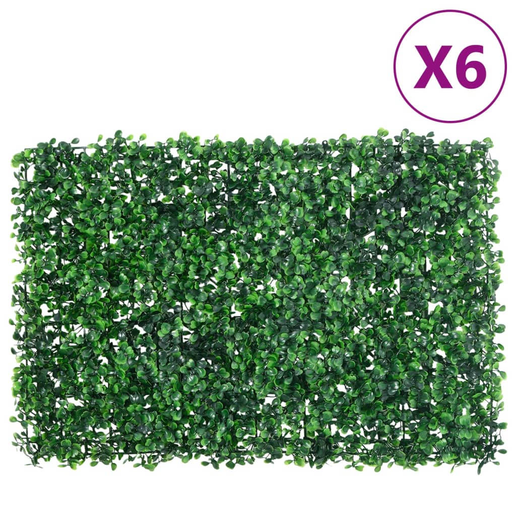  vidaXL Umelý plot z listových kríkov 6 ks zelený 40x60 cm