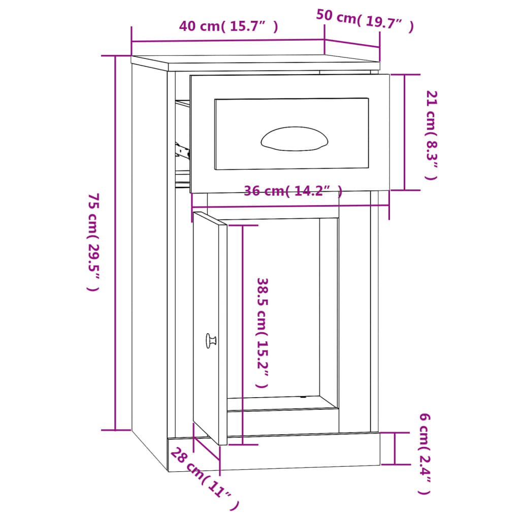 vidaXL Bočná skrinka zásuvka lesklá biela 40x50x75 cm kompozitné drevo
