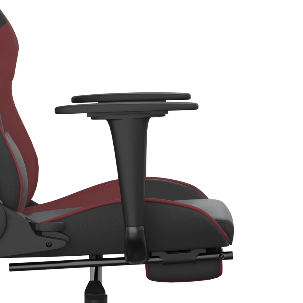vidaXL Herná stolička s podnožkou čierna a vínovočervená umelá koža