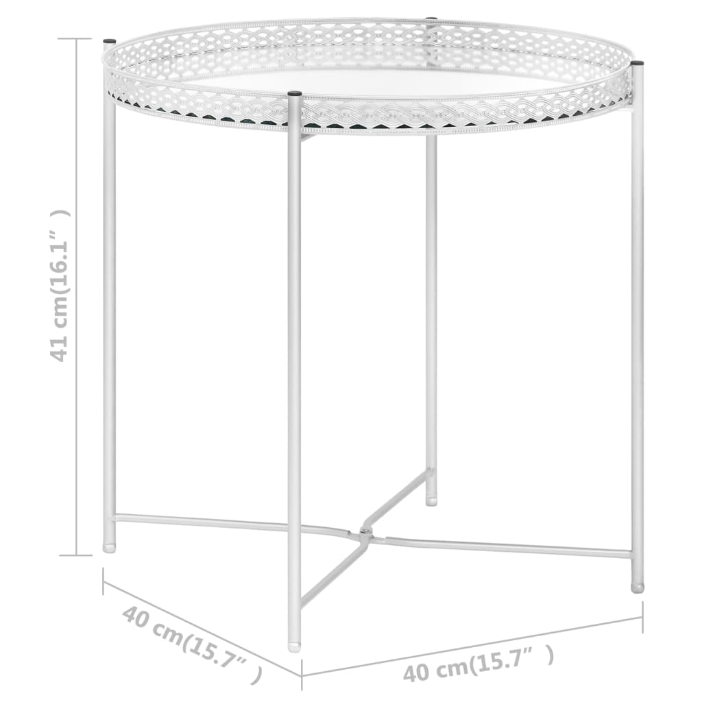 vidaXL Príručný stolík strieborný 40x40x41 cm sklo