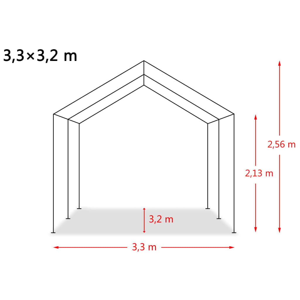 vidaXL Odnímateľný prístrešok pre dobytok PVC 550 g/m², 3,3x3,2 m, zelený