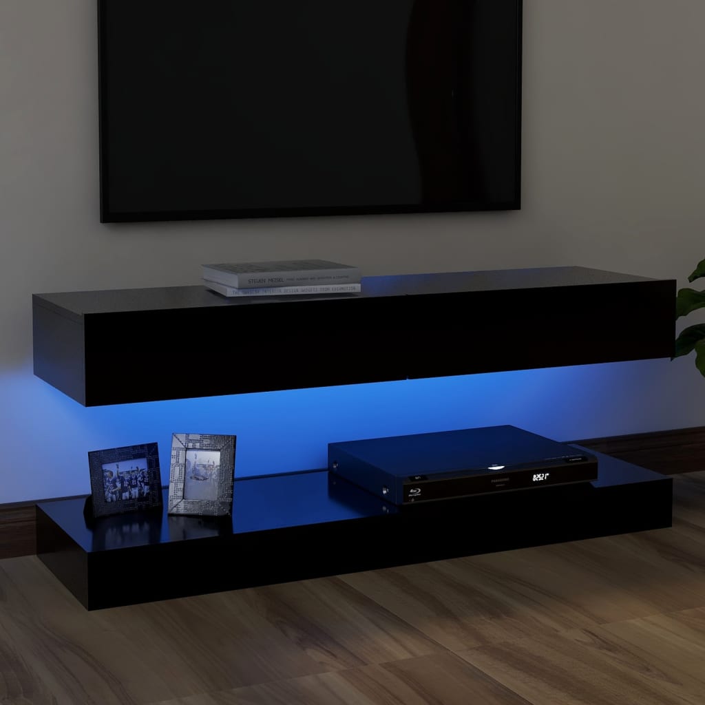 vidaXL TV skrinka s LED svetlami čierna 120x35 cm